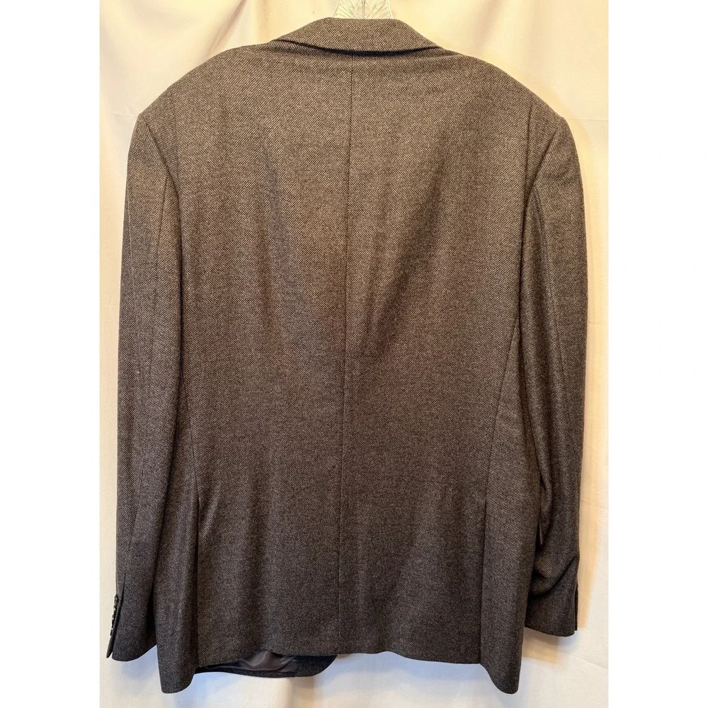 Black Saks Fifth Avenue 100% Cashmere Blazer Sport Coat Size 46L Gray Tweed Mint